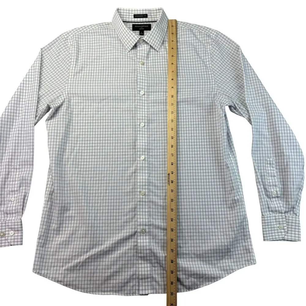 Banana Republic Shirt Men's Large Multicolor Checks Non-iron Standard Fit Preppy